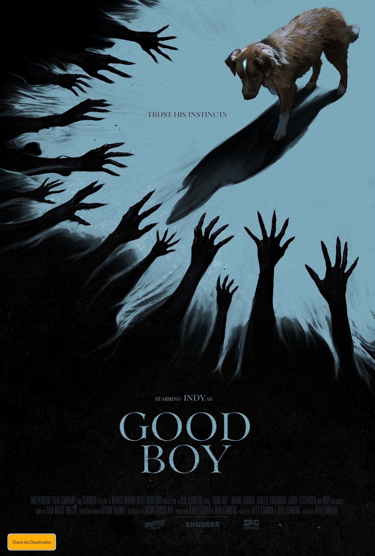 A movie poster of Good Boy. Starring Anya Krawcheck,Arielle Friedman,Indy (II),Larry Fessenden,Liptu Das,Max (III),Shane Jensen,Stuart Rudin.